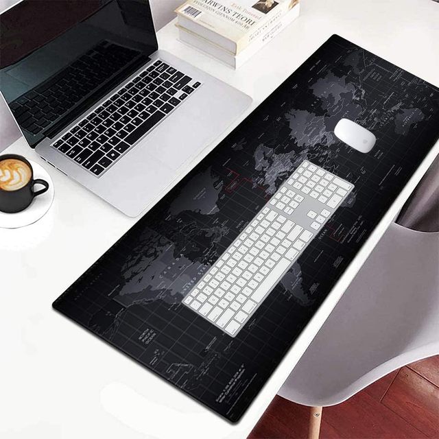 Extended Gaming Mouse Pad XXL Large Non-Slip Rubber Stitched Edges World Map Design Office Use