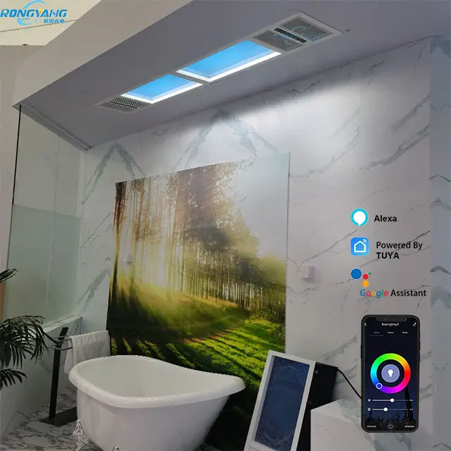 Tuya Artificial Virtual Skylight Led Sky Sunlight Exhaust Fan Ceiling Panel Light with Bathroom Exhaust Fan