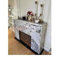 Cheminée en marbre naturel en gros pour intérieur, chambre à coucher, décorative, moderne, salon, cheminée en marbre Calacatta Nero