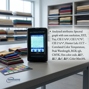 เครื่องวัดสเปกโตรโฟโตมิเตอร์แบบพกพา Sensegood ช่วงความยาวคลื่น 400-700 นาโนเมตร สำหรับวิเคราะห์สีผ้า - Product Image 1