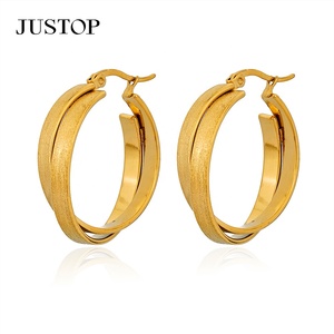 Trendy <b>Hook</b> Hoop <b>Earrings</b> Necklace Set 18K Gold Plated Stainless Steel Waterproof Hypoallergenic Women's Fashion Jewelry JUSTOP - Product Image 4