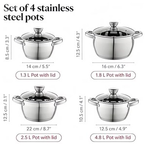 Promotion : Marmite de cuisson classique en acier inoxydable 5 couches, poignée en acier inoxydable, compatible induction, passe au lave-vaisselle, pour soupes - Product Image 2