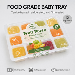Barquette de sevrage pour bébé à 12 compartiments en PP de qualité alimentaire sans BPA, avec procédé de thermoformage, scellable, pour la congélation des aliments purée - Product Image 1