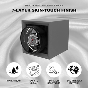 Jam tangan tunggal otomatis portabel, Winder catu daya baterai kecil kotak jam tangan kayu dengan <span class=keywords><strong>Film</strong></span> terasa kulit - Product Image 2