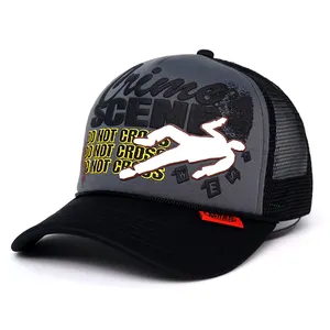 Jeugd High Profile Custom Zeefdruk Schuim Puff Print Trucker Hoeden Touw Gezwollen