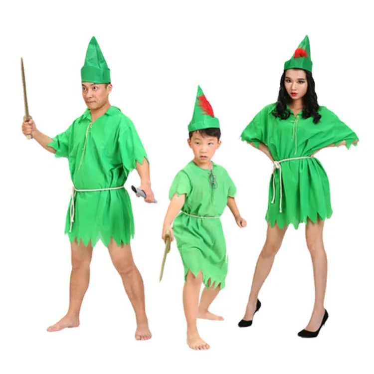 2022 Kostum Halloween Cosplay Tema Pesta Bermain Kostum Orangtua-anak Peter Pan dengan Kustom