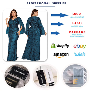 LY2345D abiti di lusso con paillettes per <span class=keywords><strong>donna</strong></span> abiti da sera manica lunga Slim taglie forti abiti da sposa per abito da damigella d'onore - Product Image 3