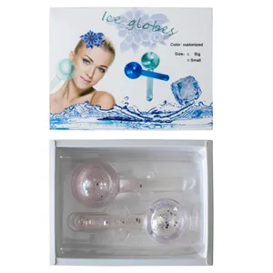 Vente chaude masseur facial en verre fonctionnel globes de glace résistance à haute basse température soins de la peau lifting cernes