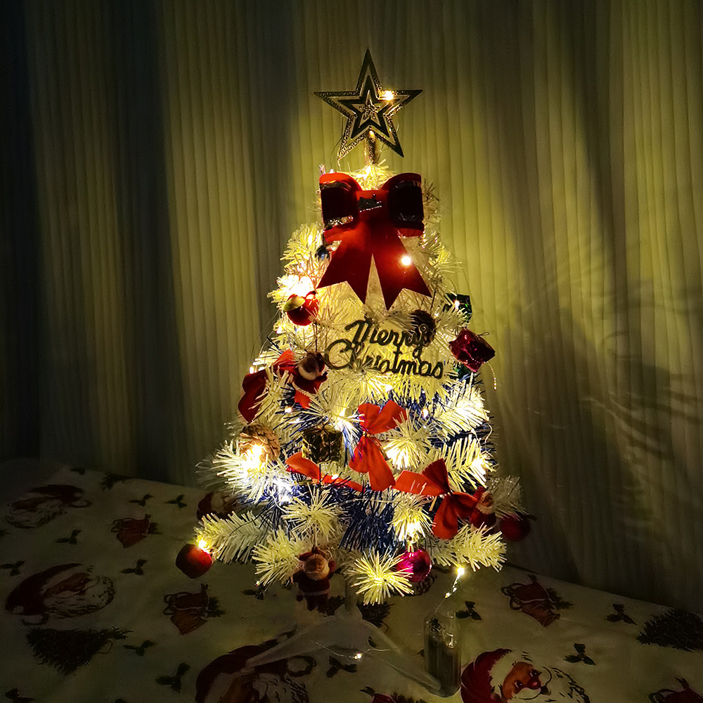 30cm árbol blanco con adornos y 2 batería caliente