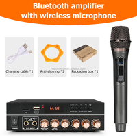 Microphone sans fil rechargeable en métal pour karaoké à domicile, amplificateur de microphone sans fil dynamique avec amplificateur de puissance 80W Bluetooth