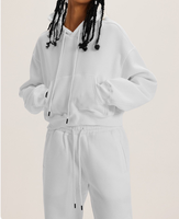 Ensemble deux pièces pour femmes survêtement personnalisé automne et hiver Plus velours épaissi couleur unie à capuche sport pull décontracté