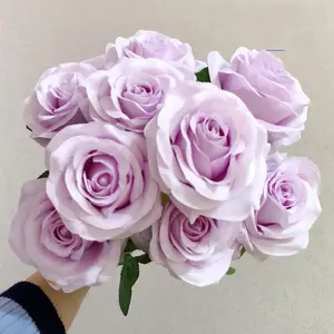 Flores artificiales de color lila para boda, rosas, hortensias y peonías, IFG