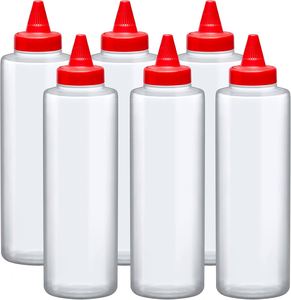 Food Grade PET Plastic Honey Syrup Squeeze <b>Bottles</b> Brush Cap 250ml 450ml Screen Printed Sauce <b>Bottle</b> 100pcs for Transparent - Product Image 4