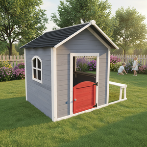 Houten speelhuisje voor kinderen voor in de tuin, met bankje - Product Image 3