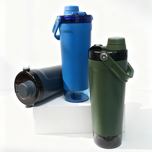 Customized Logo Metal Matte Stainless Steel 20oz Large <strong>Shaker</strong> Gym Bottle with Storage Compartment - Product Image 4