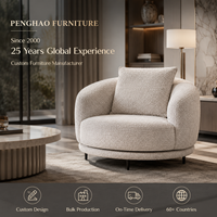 Fauteuil pivotant moderne de luxe en tissu gris, confortable, pour salon, canapé individuel