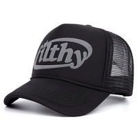 Casquette Trucker Respirante en Mousse avec Logo 3D Imprimé et Corde sur Visière Courbée, Style Motif Lettres sur Visière en Maille