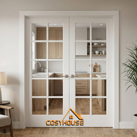 Pintu Interior Lengkung Prancis Kustom dengan Kaca Ganda dan Kayu untuk Rumah Villa Mewah
