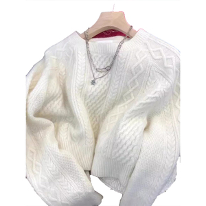 Suéter de Punto Grueso de Moda, Estilo Suave, Texturizado, para Mujer, Otoño Invierno, Prenda Exterior Gruesa, Suéter de Lana, Top de Punto de Alta Gama - Product Image 2