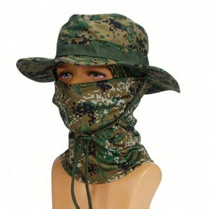 Gorra Balaclava al por mayor para hombre, para escalada y camping, sombrero de pescador de camuflaje para exteriores con cordón, sombrero de pesca tipo cubo con máscara - Product Image 1