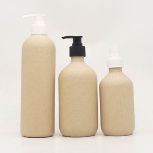 Envases Cosméticos Biodegradables de Lujo Ecológicos de 300 ml y 500 ml, Envase de Paja de Trigo con Bomba para Champú y Loción, Crema Facial con Serigrafía - Product Image 4