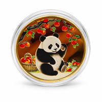 Pièce de monnaie commémorative Panda géant 2026 en métal plaqué or couleur 3D avec boîtier de présentation en acrylique