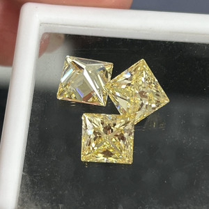 Pierres précieuses en zircone cubique de qualité 5A, couleur jaune clair, forme carrée, taille princesse, pierres CZ synthétiques, perles pour bijoux - Product Image 4