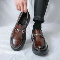 Ning Qiao 3061 2026 Mocassins à enfiler pour adolescents grande taille, transfrontaliers, à semelle épaisse, confortables, rehaussants, en PU