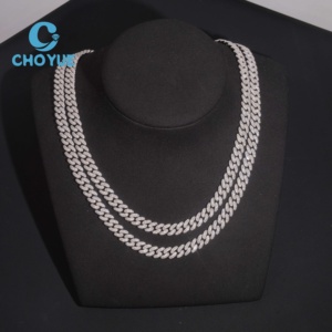 ลดราคาพิเศษ สร้อยคอเงินแท้ S925 ขนาด 8 มม. แบบ Cuban Link 2 แถว ประดับเพชรโมอิสซาไนต์ สไตล์ฮิปฮอป เครื่องประดับคุณภาพสูง สร้อยคอผู้ชาย ผ่านการทดสอบเพชร GRA - Product Image 4