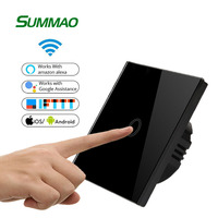 Interrupteur mural intelligent sans fil WiFi tactile en verre trempé 220V 50Hz/60Hz EU/UK 10A avec commande par smartphone pour l'application Smart Life