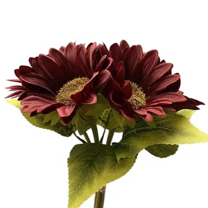 Un bouquet de 6 tournesols en main, pas cher, vente en gros, fleurs artificielles, décoration