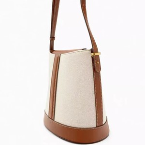 <span class=keywords><strong>Sac</strong></span> bandoulière en toile <span class=keywords><strong>marron</strong></span> pour femme avec empiècement en cuir PU, design à boucle tendance, idéal pour l'été, <span class=keywords><strong>sac</strong></span> <span class=keywords><strong>seau</strong></span> - Product Image 5