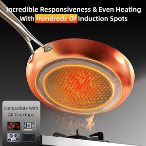 Juego de Utensilios de Cocina de Cobre de 13 Piezas, Ollas y Sartenes Antiadherentes, Tapas de Vidrio, Asas de Acero Inoxidable, Aptos para Horno, Compatibles con Inducción, Aptos para Lavavajillas - Product Image 2