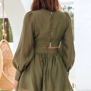 ชุดเดรสผู้หญิงดีไซน์หรูหรา เอวสูง ตัดเย็บแบบเซ็กซี่ โชว์ช่วงเอว ชุดลำลองสำหรับใส่ในชีวิตประจำวัน กระโปรงสั้น ชุดเดรสผู้หญิงเซ็กซี่ - Product Image 2