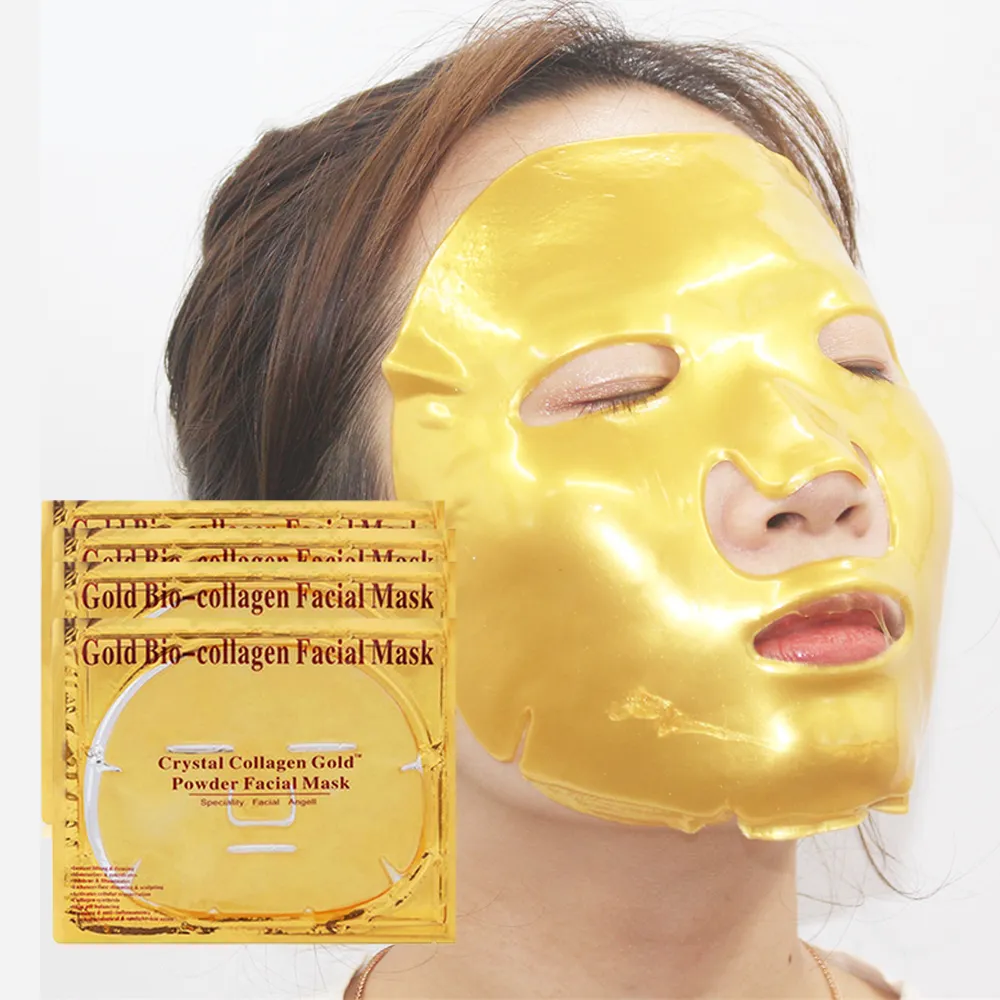 Masque Facial complet en feuille de cristal de collagène doré 24K pour Anti-rides, Masque au collagène