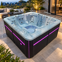 Bain à remous extérieur haut de gamme pour 5 personnes, spa en acrylique, baignoire de massage, fabrication OEM sur mesure pour villas et hôtels