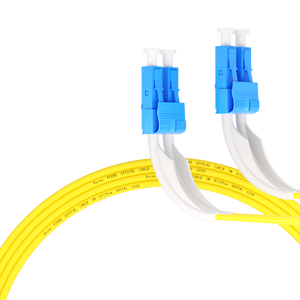 Cavo Patch in Fibra Ottica da 1m (3ft) 2 Fibre LC UPC Duplex a LC UPC Duplex Single Mode (OS2) Riser (OFNR) 2.0mm con Buffer Stretto Giallo - Product Image 2