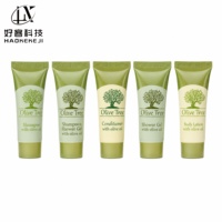 Ensemble de produits de toilette pour hôtel avec logo personnalisé imprimé, mini-shampoing et gel douche à l'huile d'olive 30 ml, articles de toilette pour chambre d'hôtel
