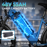 Vélo électrique Chamrider avec un couple de 80 Nm, batterie 48V 55Ah, pneus larges 26x3.0, chargeur rapide 8A, frein à disque hydraulique, vélo cargo électrique C 55