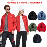 Blouson Bomber Homme Personnalisé avec Logo, Doublure Polyester, Vintage, Imperméable, Épais, Coupe Ample, Col Montant, Fermeture Éclair