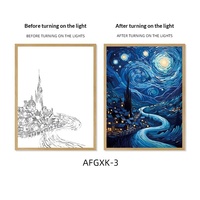 Lampe de nuit populaire sur TikTok, série ciel étoilé de Van Gogh, peinte à la main, en acrylique, style dessin animé, transfrontalière