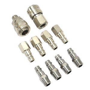 Plowing German Style Quick <b>Coupling</b> 10 Piece Set 1/4 Inch Air Hose Connector Nickel Plated Copper Pneumatic Components - Product Image 5