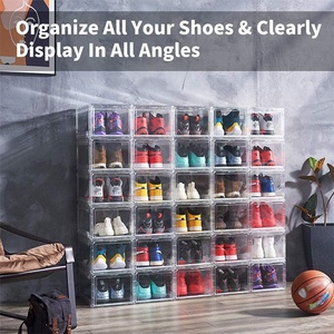 Organisateur de rangement pour chaussures transparent épaissi avec porte magnétique, boîtes à chaussures empilables robustes pour placard - Product Image 6