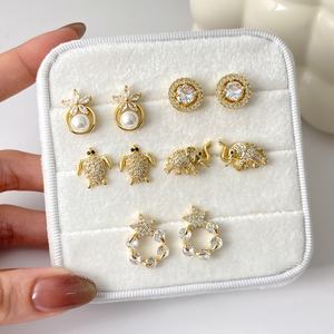 Minimalist Jewelry Women's Gold Plated <b>Stud</b> <b>Earrings</b> Turtle Elephant Star Pearl <b>Earrings</b> for Gift - Product Image 1