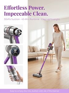 Aspirateur sans fil portatif modèle 2401, aspiration puissante de 37 Kpa, réservoir de poussière de 1,2 L, aspirateur portable sec et humide - Product Image 2