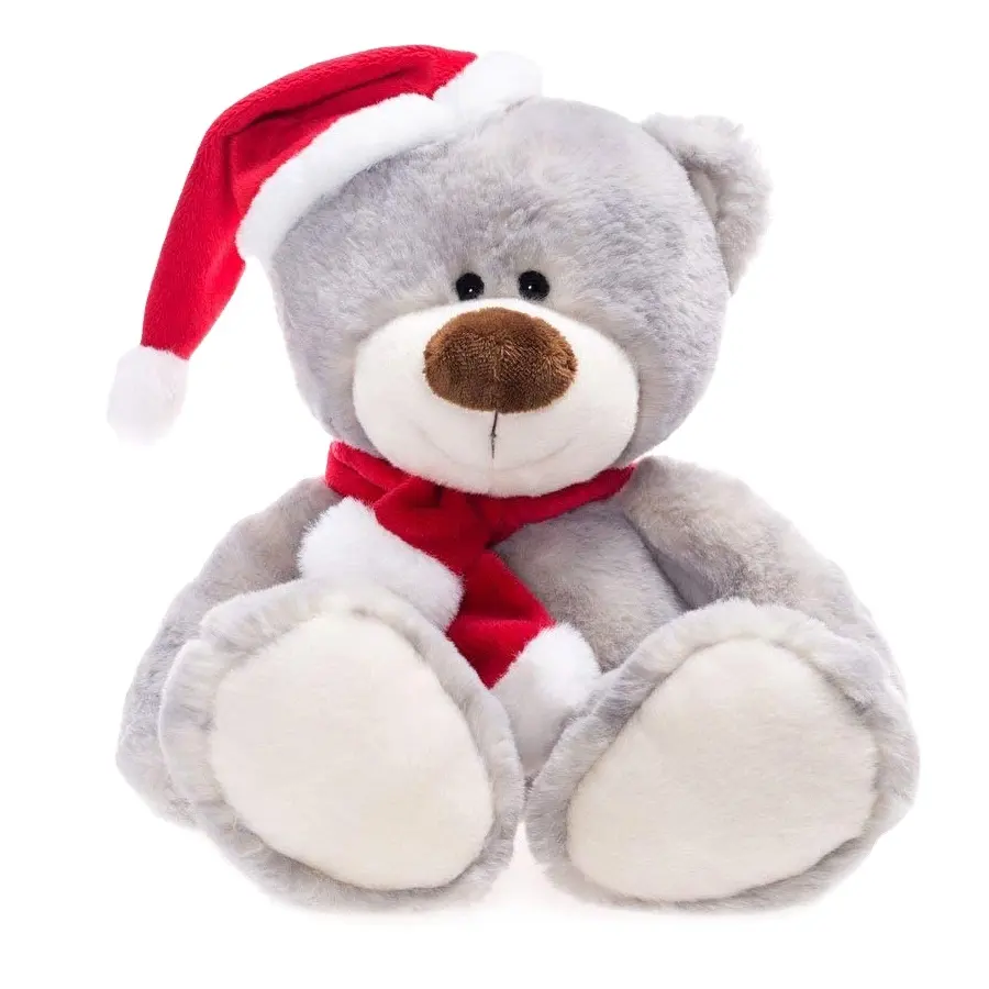 A927 Christmas Stuffed Bear Plush Toy Animal Santa Hat Scarves Sitting Teddy Bear Christmas Plush