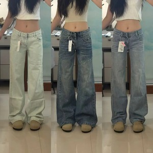 Nuovi <span class=keywords><strong>Pantaloni</strong></span> Casual da Donna con Tasche a Tubo, Gamba Larga, Design Cool Girl, Stile Retrò in Denim - Product Image 3