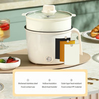 Yuedisi Mini-cuiseur électrique portable 1,5 L à commande mécanique, avec revêtement antiadhésif, pour usage domestique et en dortoir, avec cuiseur vapeur