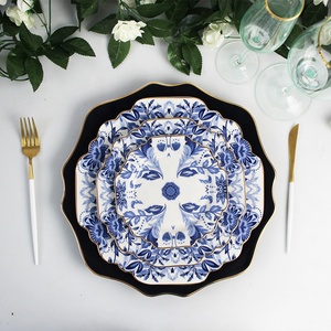 Bone China Animal Pattern High Grade Wedding Charger Plate <b>Sets</b> Ceramic Dinnerware Blue and <b>White</b> Porcelain - Product Image 1