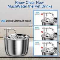 Fontaine à eau pour animaux de compagnie en acier inoxydable 304 de qualité alimentaire, 2 L, silencieuse, à circulation d'eau, pour chats, petits chiens, intérieur